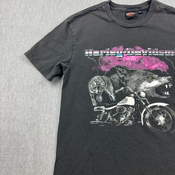 Vintage Harley Davidson T-Shirt Mens‎ Medium Graphic Wolf Biker Print Motorcycle - Picture 6 of 11